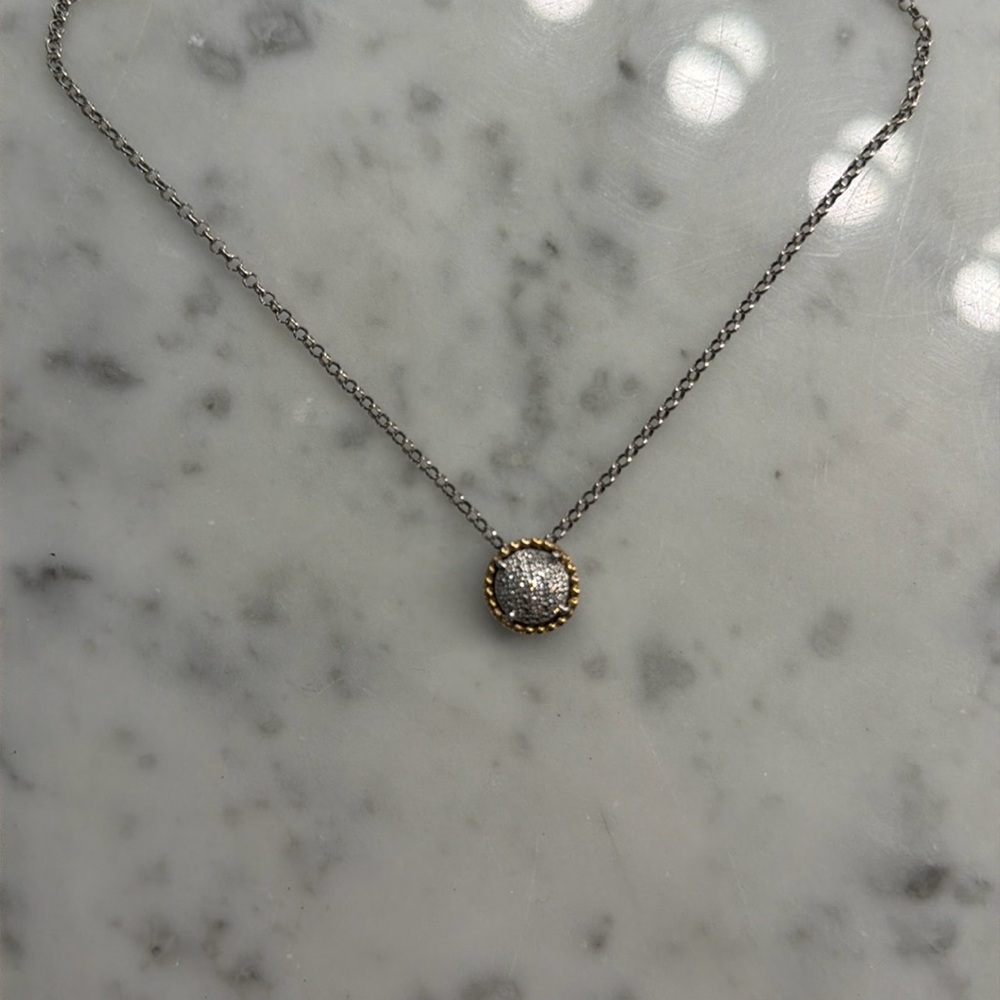 Elegant Brighton Silver and Gold with diamonds Pendant Necklace